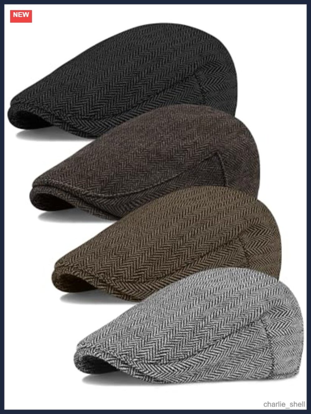 Men's Herringbone Newsboy Flat Cap Polyester Cotton Classic
